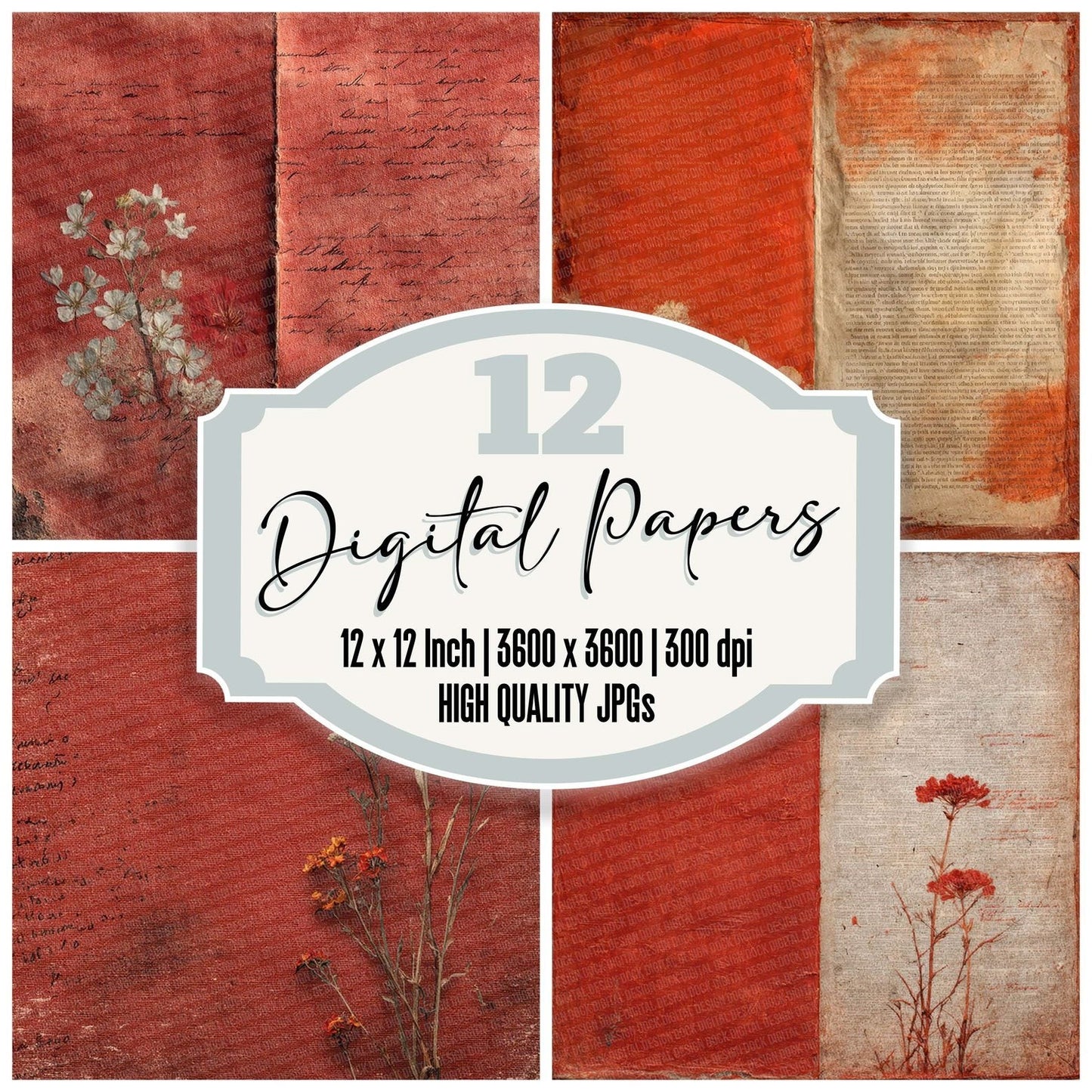 Rust Biro Petal Digital Paper Pack (DDD003303)