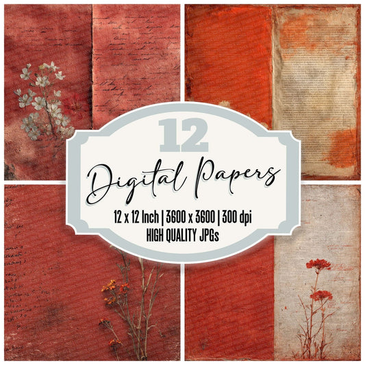 Rust Biro Petal Digital Paper Pack (DDD003303)