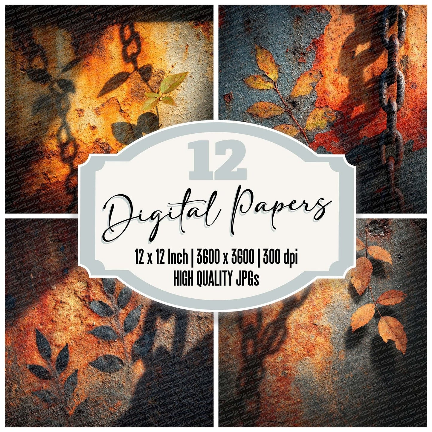 Rust Chain Gothic Digital Paper Pack (DDD003304)