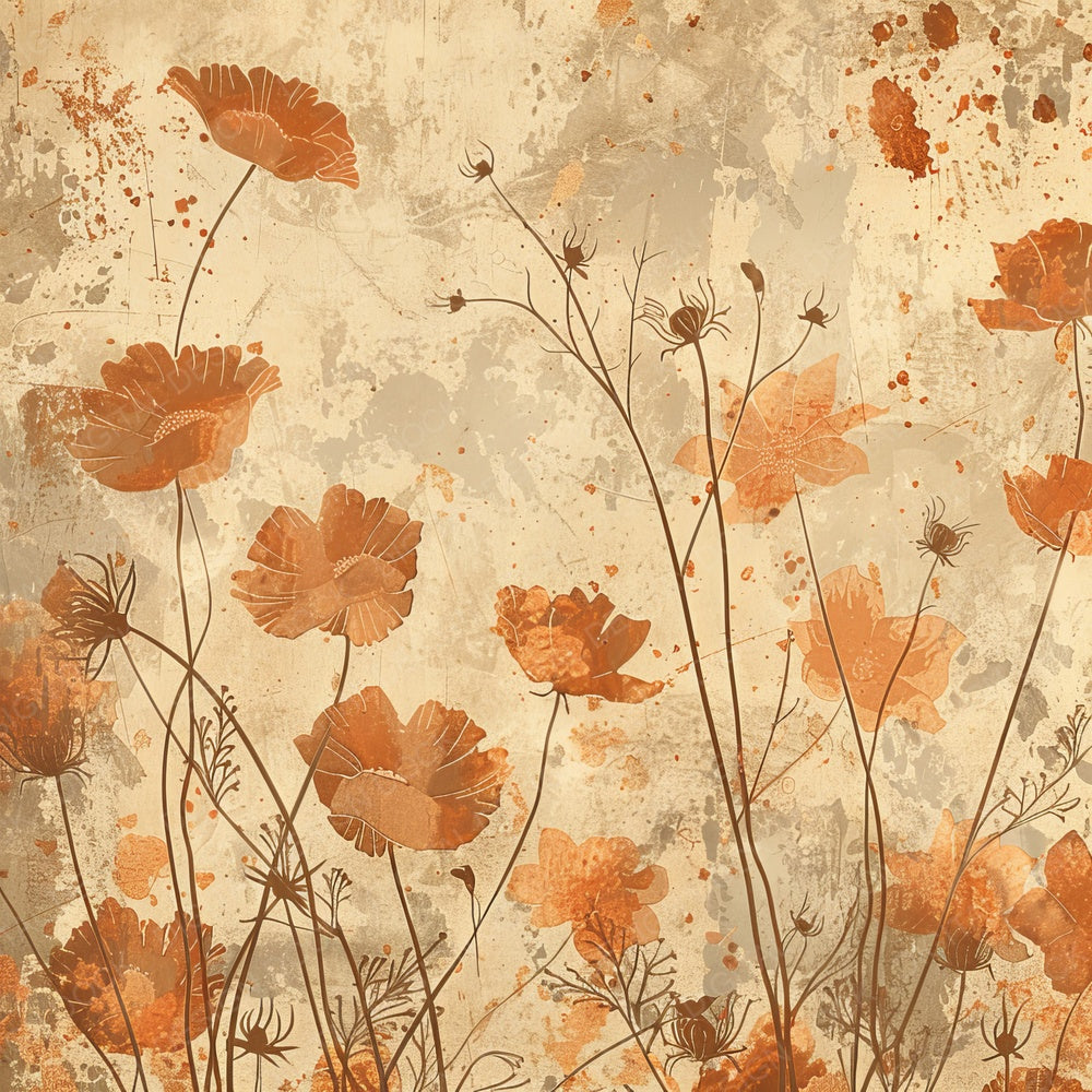 Rust Orange Floral Digital Paper Pack (DDD003309)