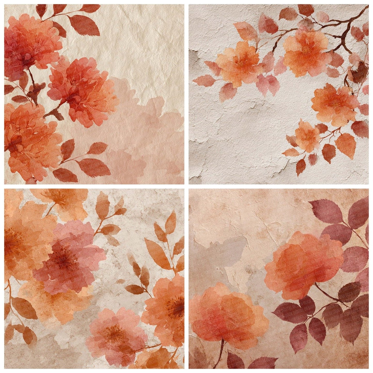 Rust Petal Wash Digital Paper Pack (DDD003310)