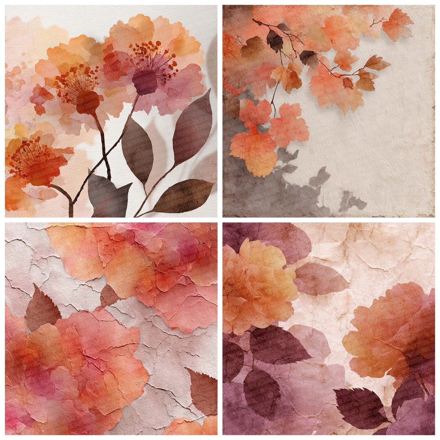 Rust Petal Wash Digital Paper Pack (DDD003310)