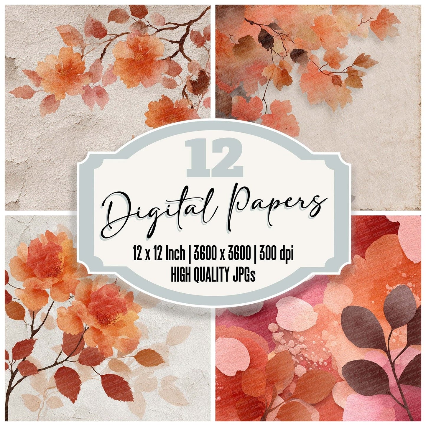 Rust Petal Wash Digital Paper Pack (DDD003310)