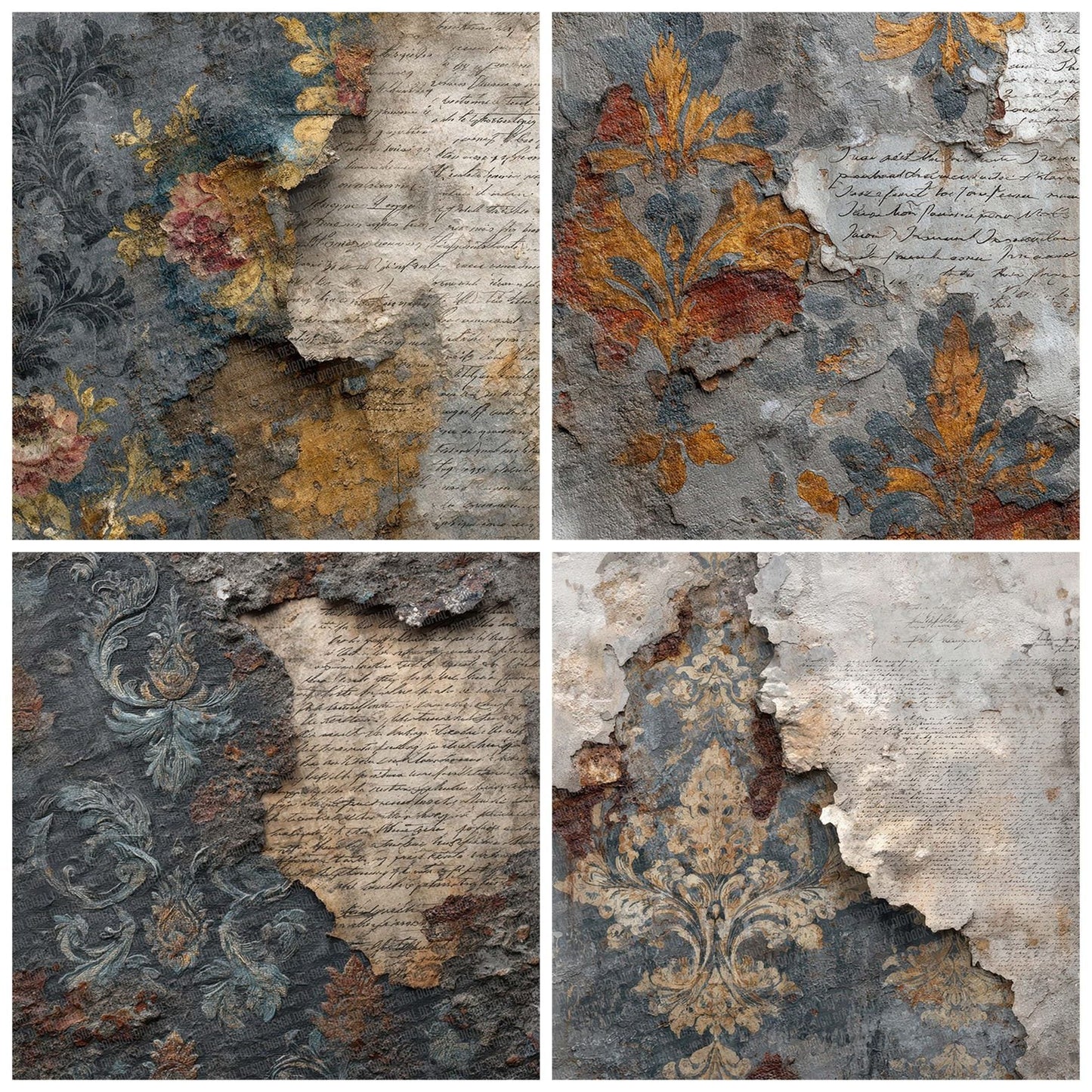 Rusted Damask Ledger Digital Paper Pack (DDD007721)