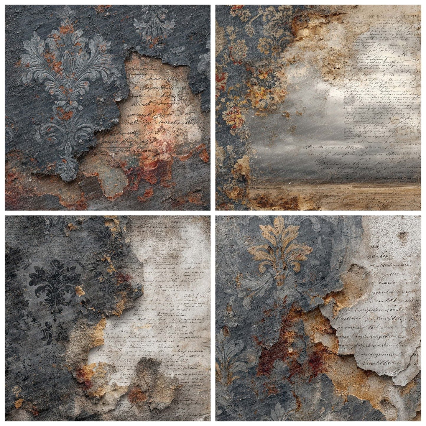 Rusted Damask Ledger Digital Paper Pack (DDD007721)