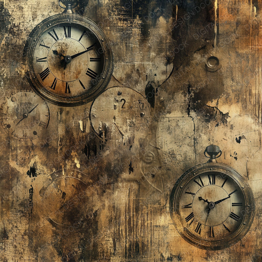 Rusted Pocket Watch Background Digital Paper Pack (DDD003319)