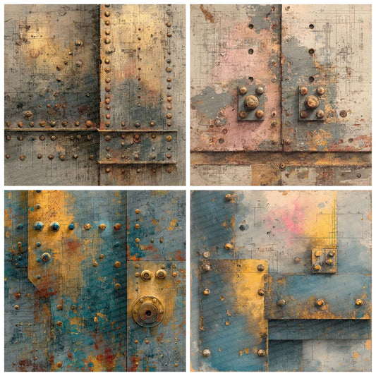 Rusted Steel Schematic Digital Paper Pack (DDD007722)