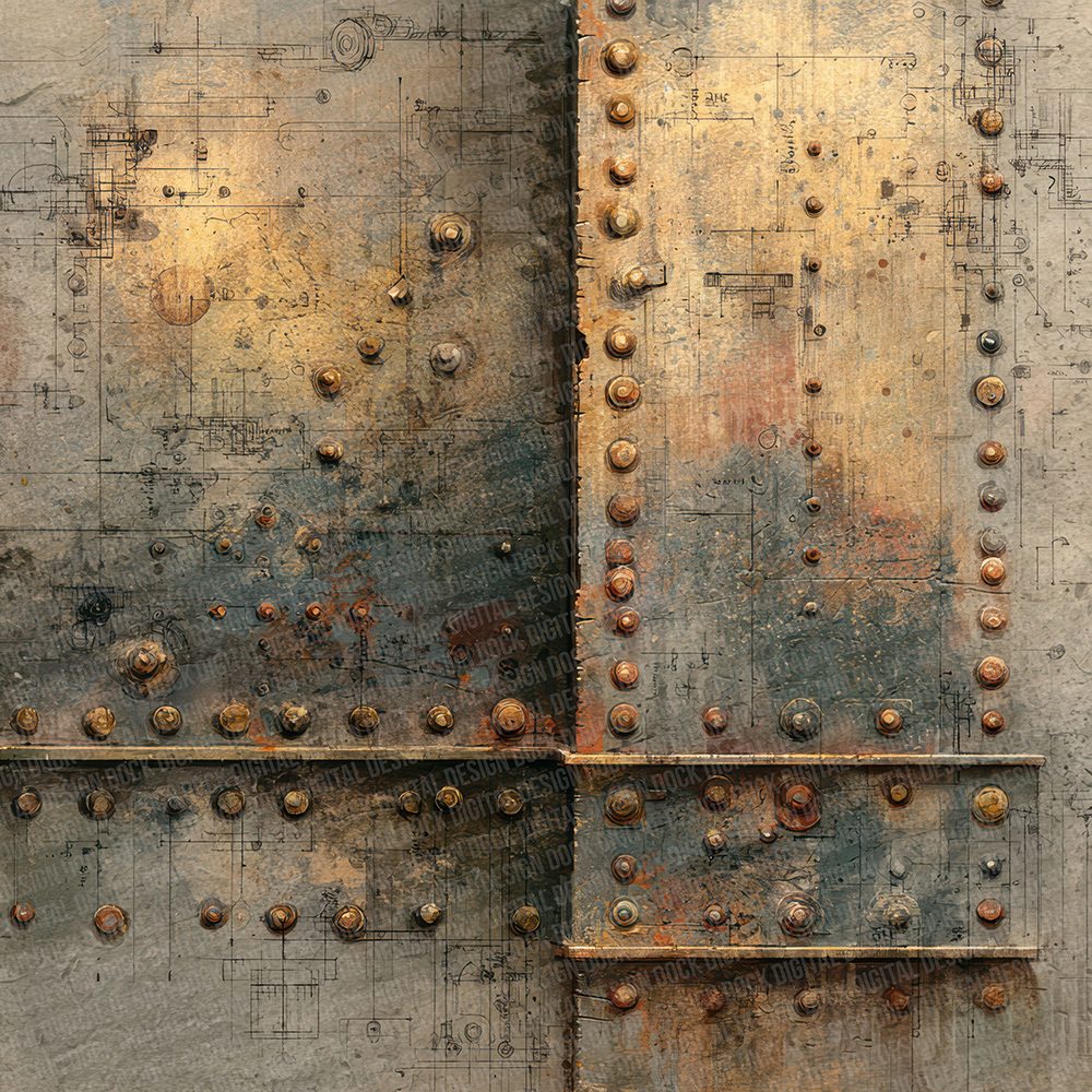 Rusted Steel Schematic Digital Paper Pack (DDD007722)