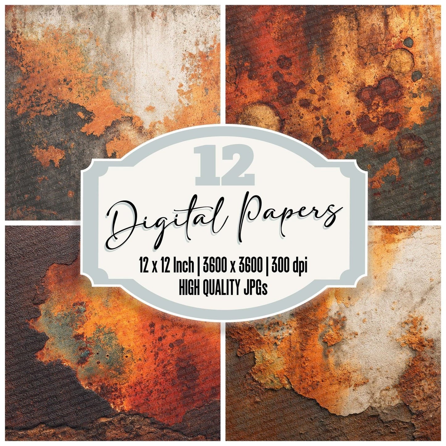 Rusted Steel Texture Digital Paper Pack (DDD003322)