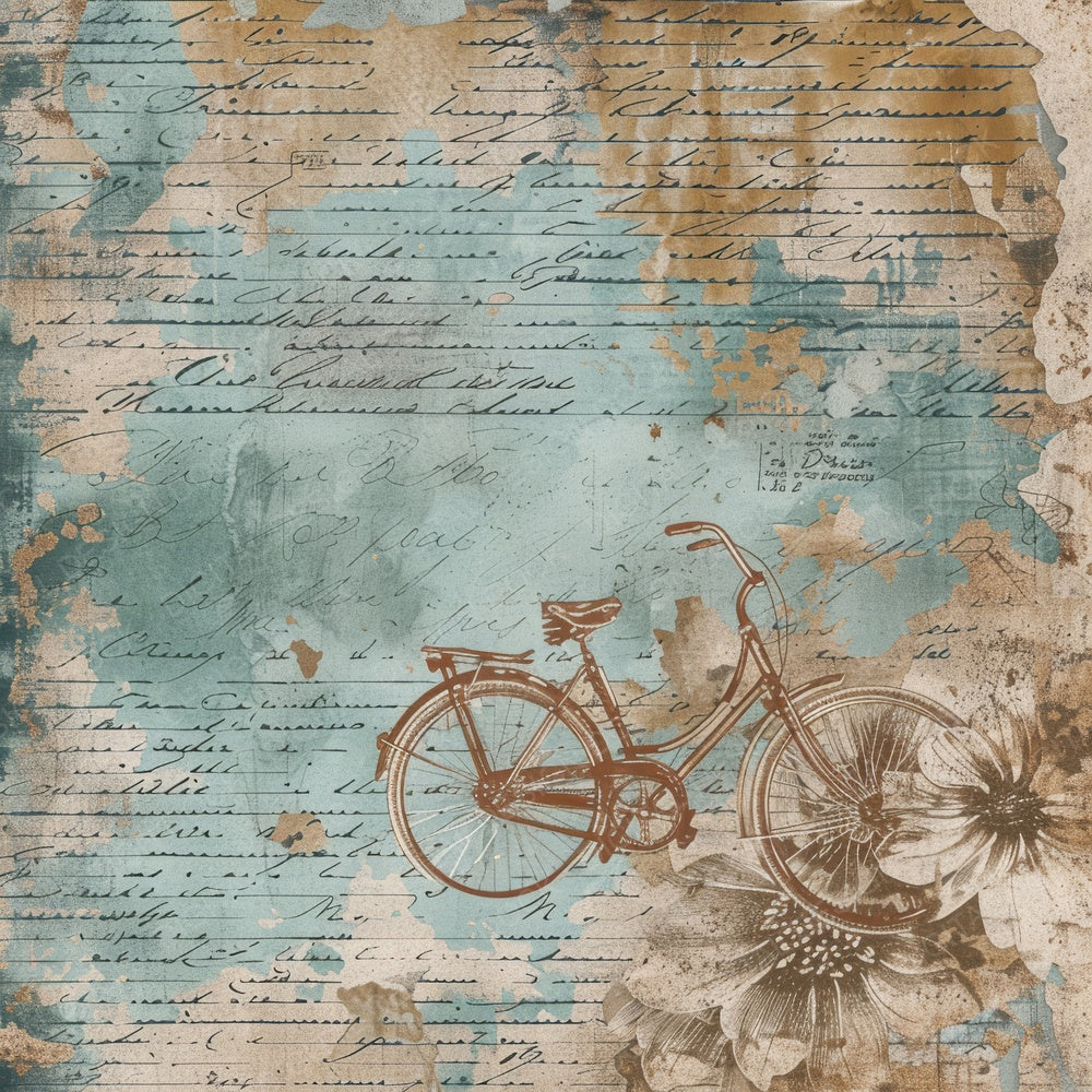 Rustic Bicycle Postcards Digital Paper Pack (DDD003324)