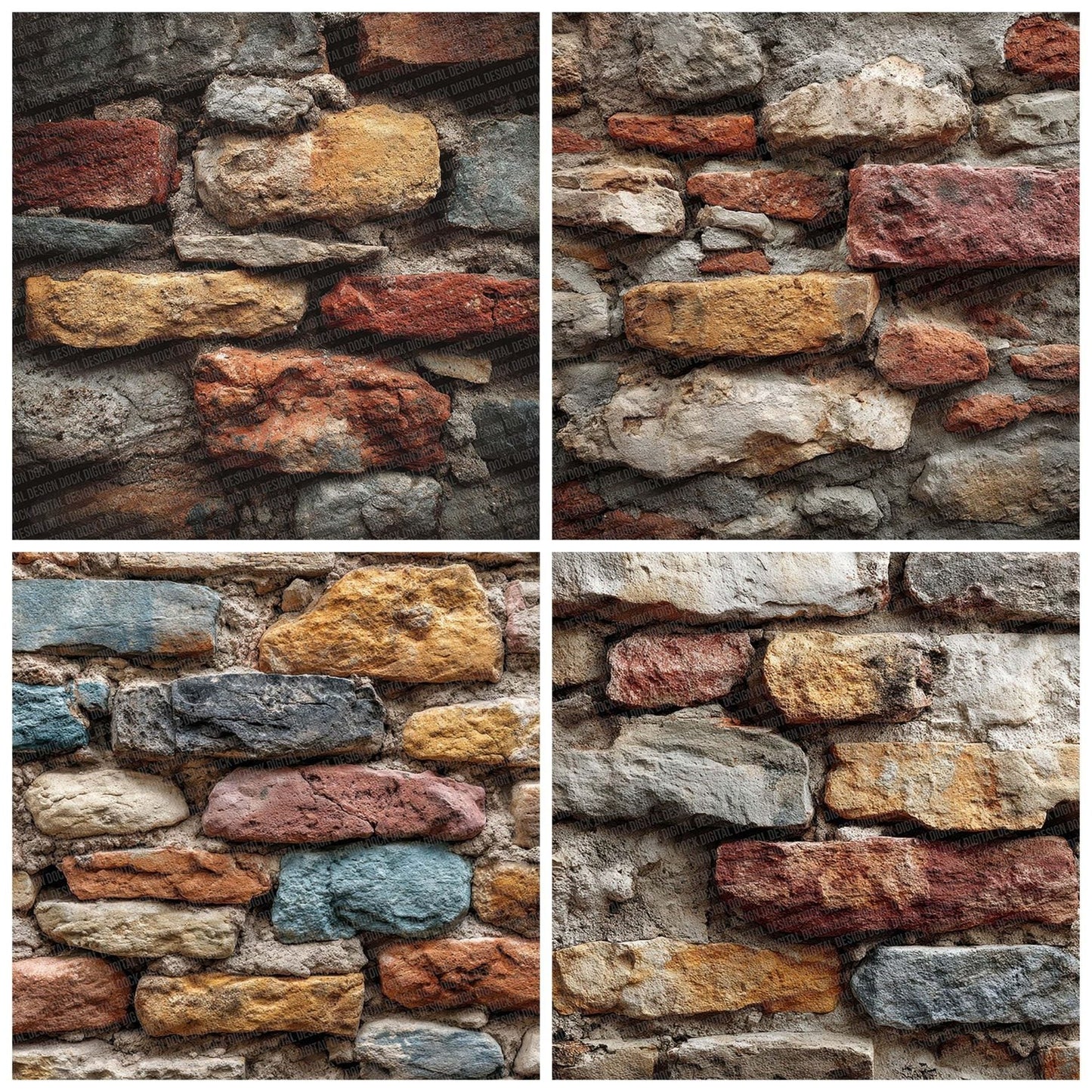 Rustic StoneBrick Wall Digital Paper Pack (DDD003327)