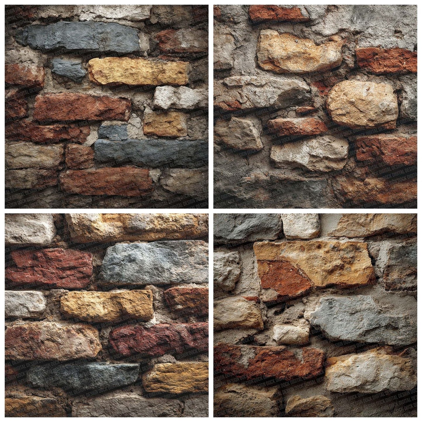 Rustic StoneBrick Wall Digital Paper Pack (DDD003327)
