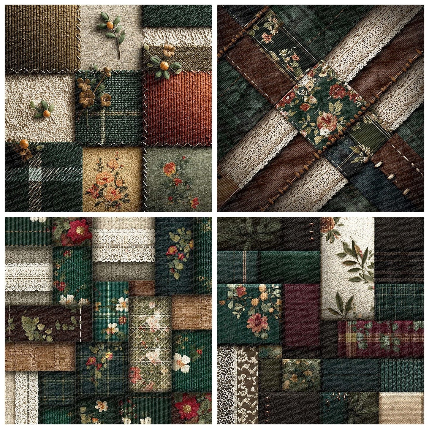 Rustic Tartan Cord Patchwork Fabric Digital Paper Pack (DDD003329)