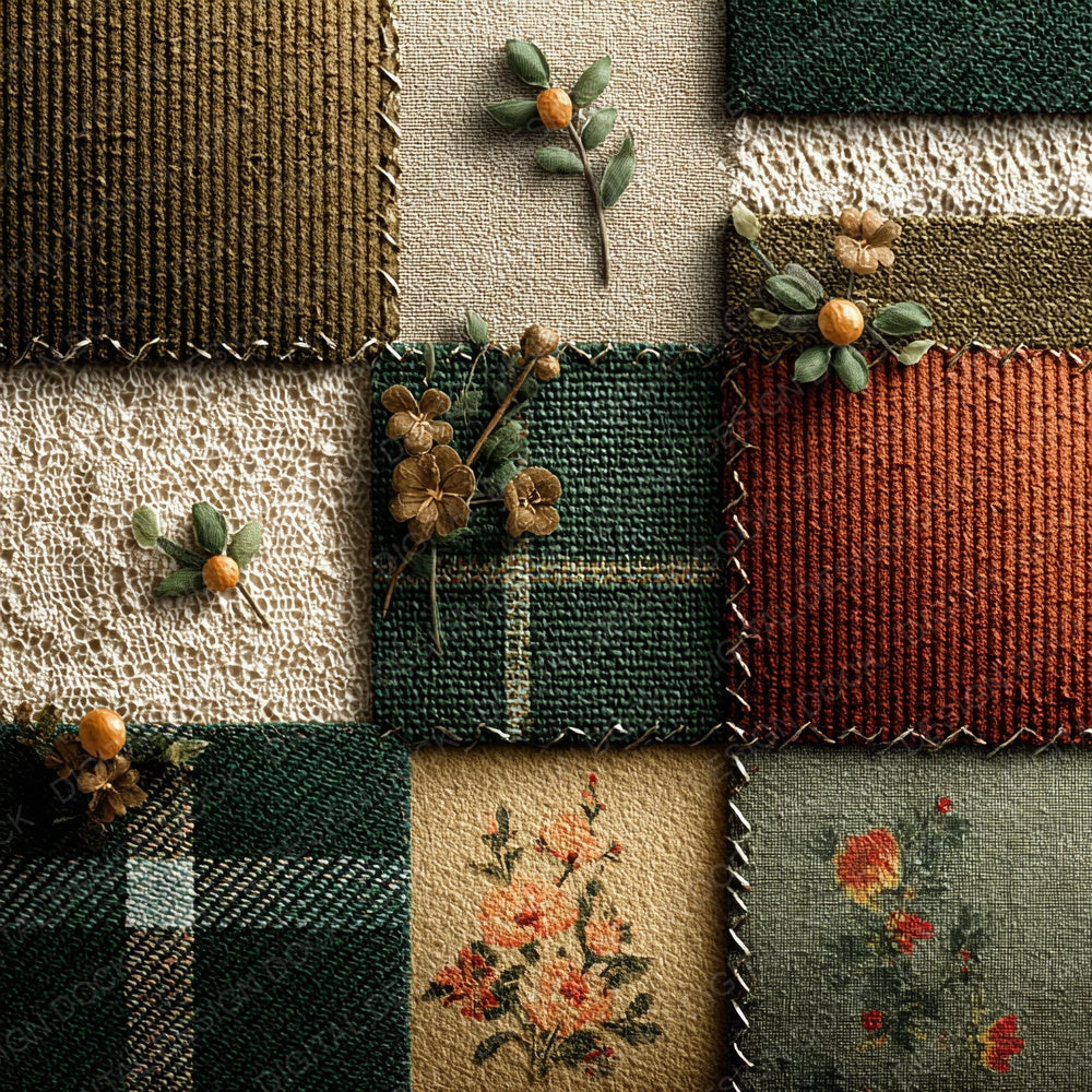 Rustic Tartan Cord Patchwork Fabric Digital Paper Pack (DDD003329)