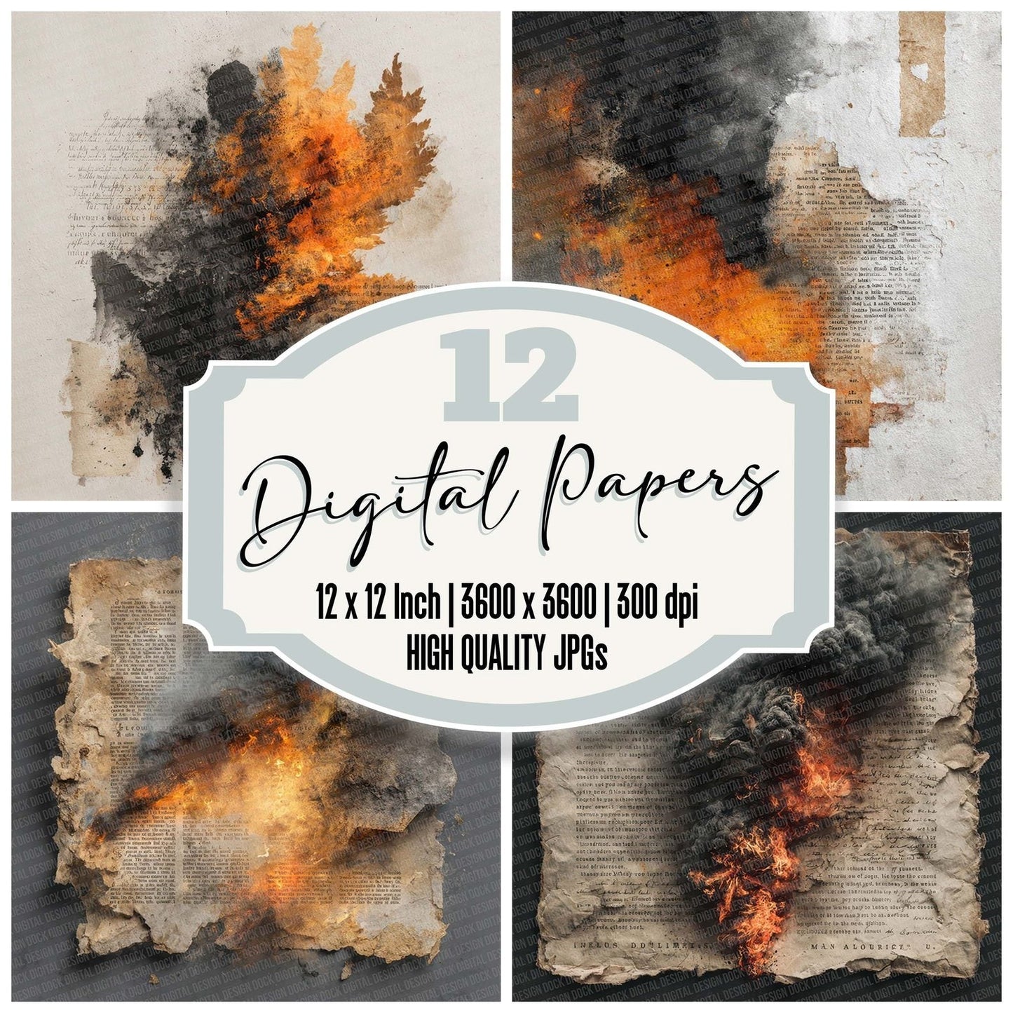 Sacred Fire Border Digital Paper Pack (DDD003331)