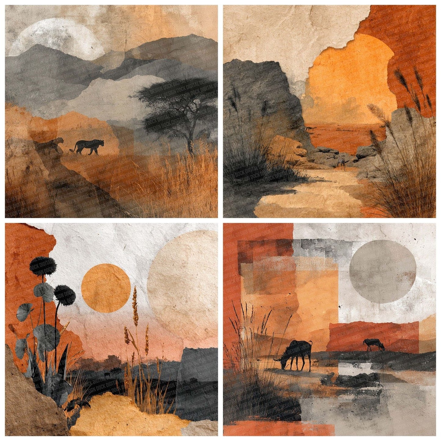 Safari Earth Collage Digital Paper Pack (DDD003335)
