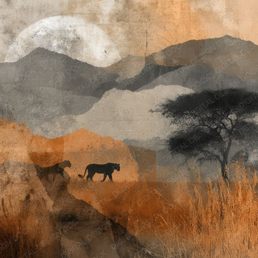 Safari Earth Collage Digital Paper Pack (DDD003335)