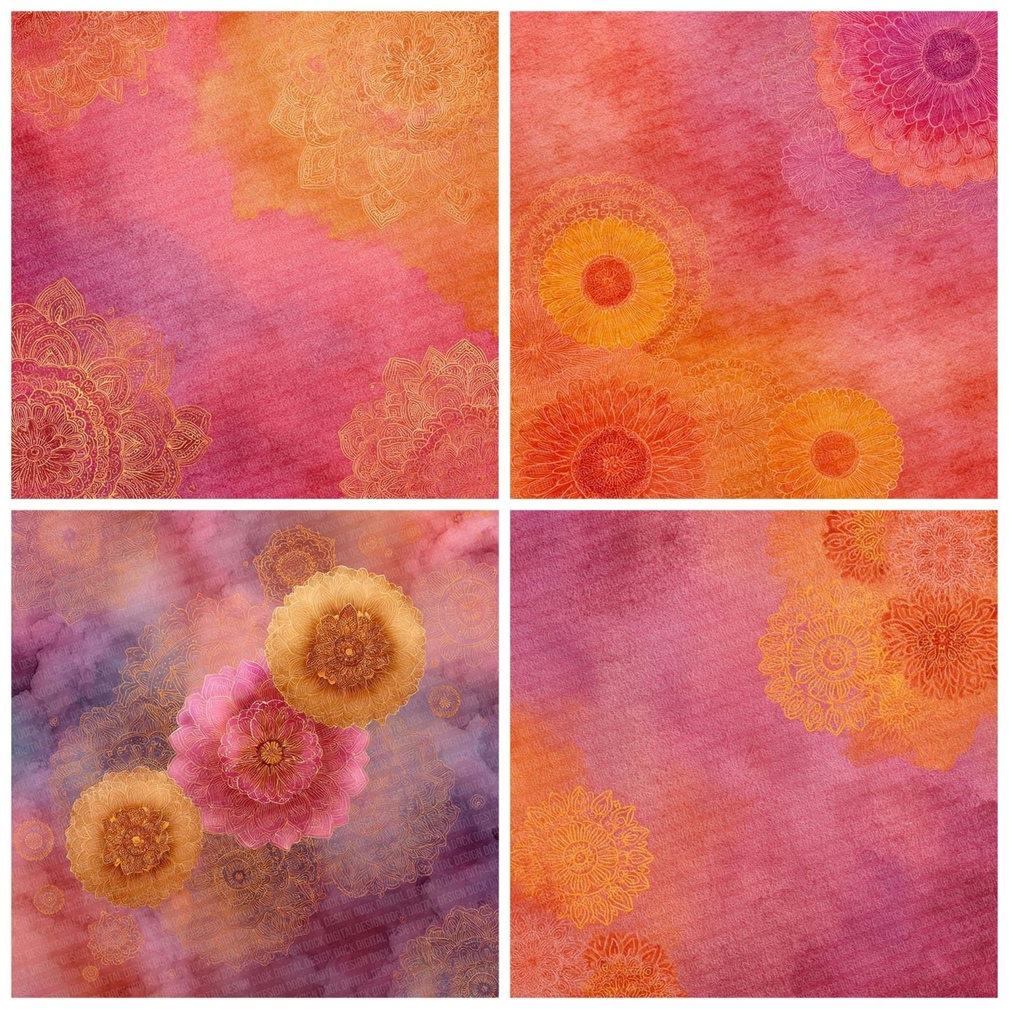 Saffron Rose Hindu Sacred Layers Digital Paper Pack (DDD003336)