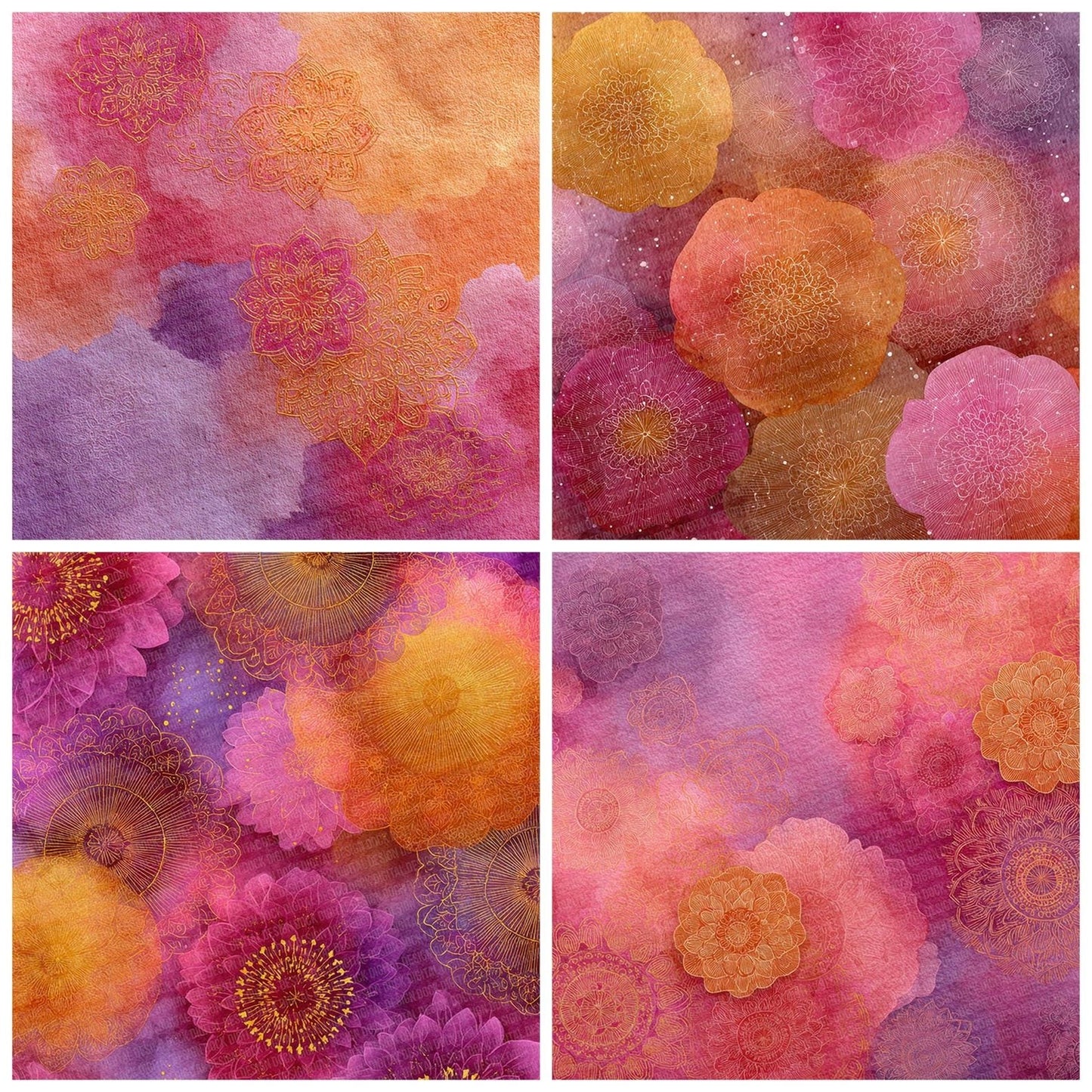 Saffron Rose Hindu Sacred Layers Digital Paper Pack (DDD003336)