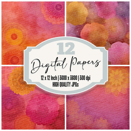 Saffron Rose Hindu Sacred Layers Digital Paper Pack (DDD003336)