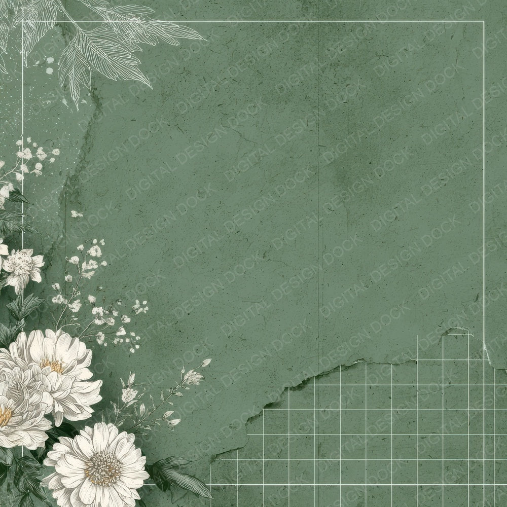 Sage Chalk Botanical Grid Digital Paper Pack (DDD003340)