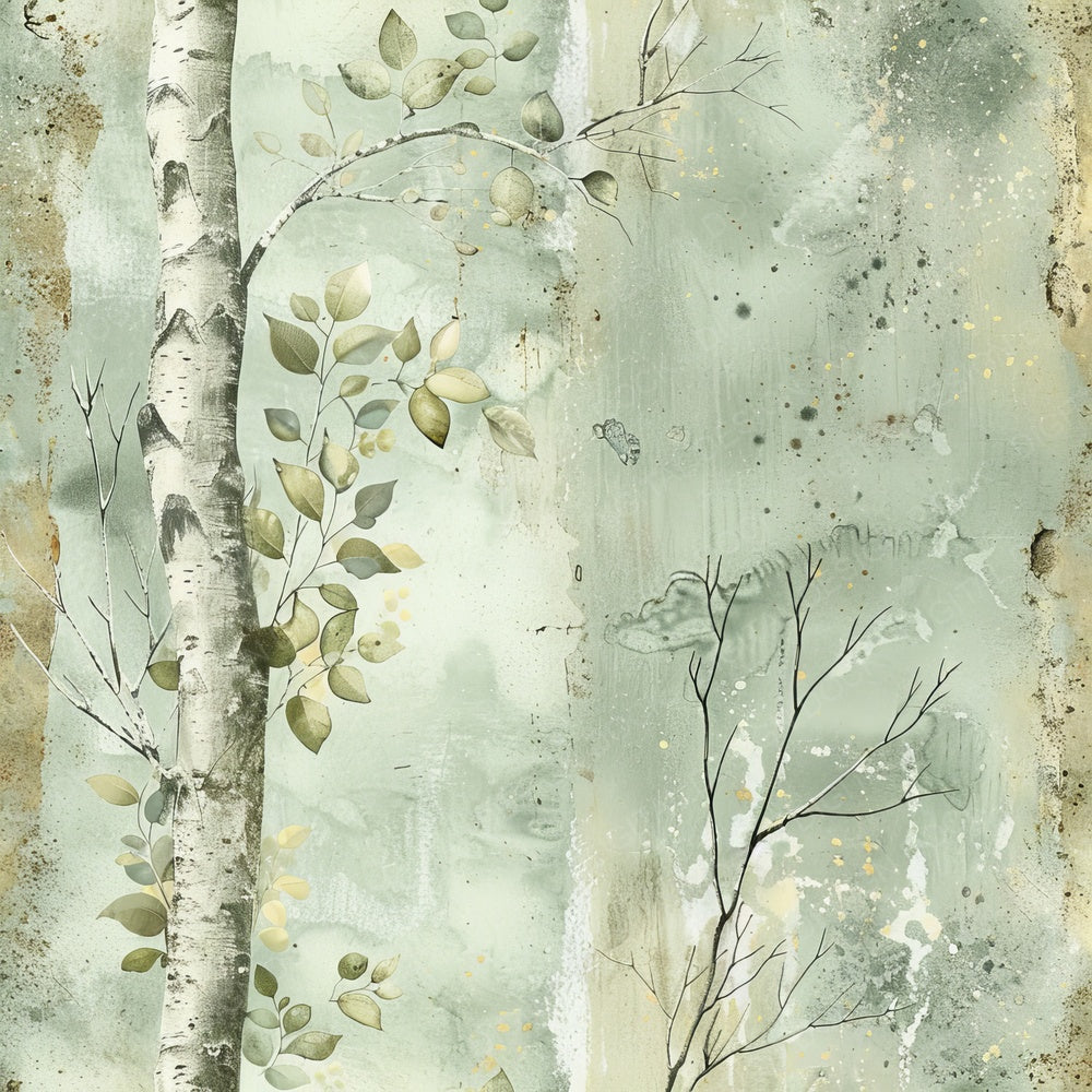 Sage Green Birch Trees Digital Paper Pack (DDD003348)