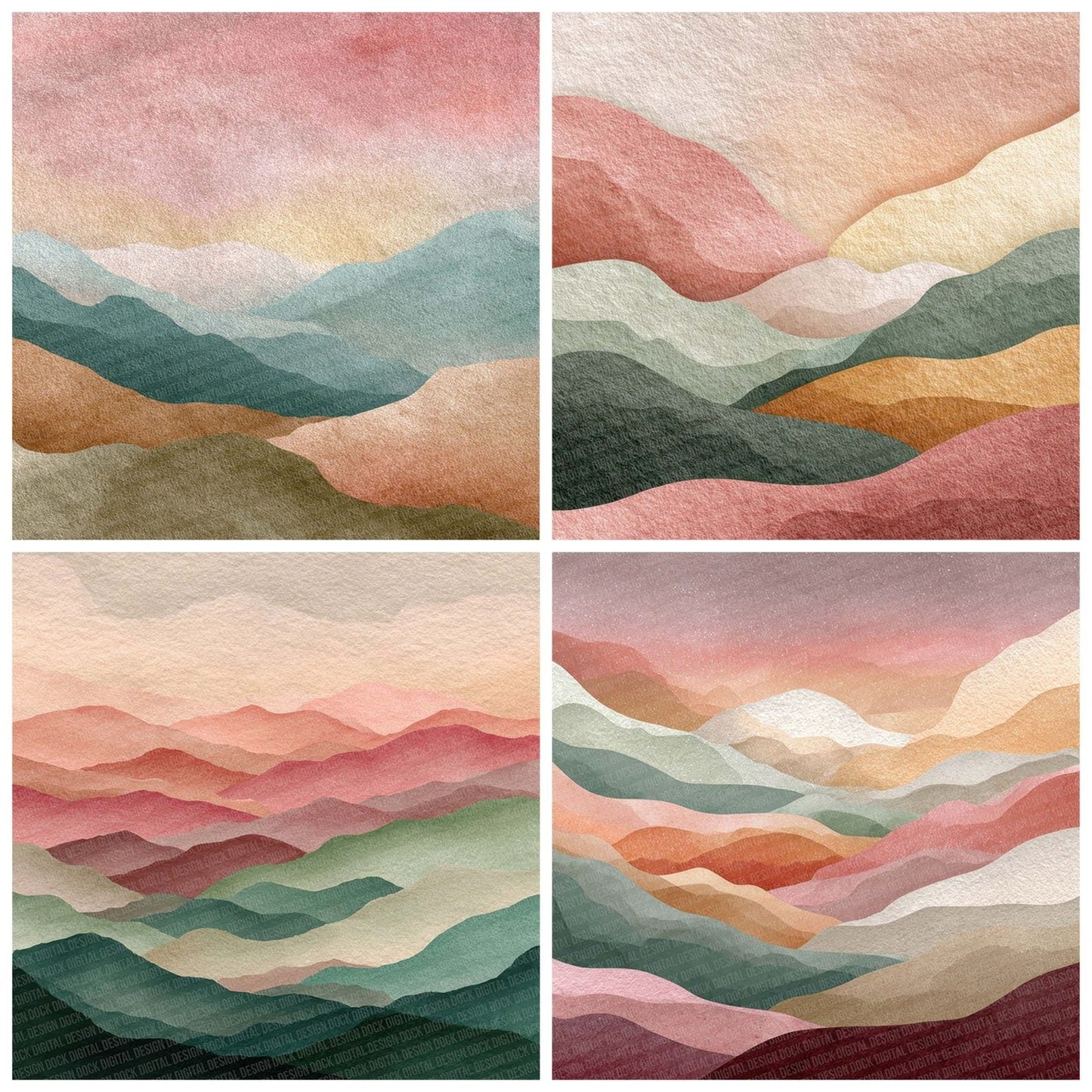 Sage Mountain Boho Landscape Digital Paper Pack (DDD003355)