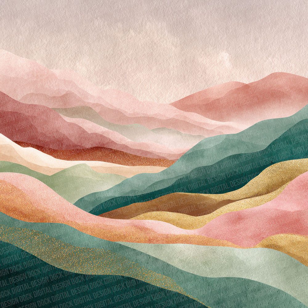 Sage Mountain Boho Landscape Digital Paper Pack (DDD003355)