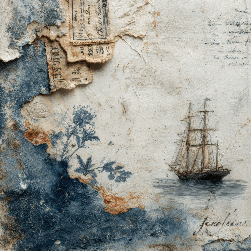 Sailing Botanical Mix Digital Paper Pack (DDD003361)