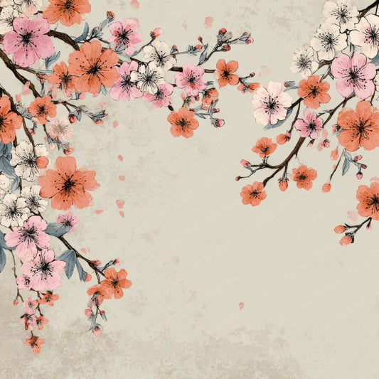 Sakura Floral Border Digital Paper Pack (DDD003363)