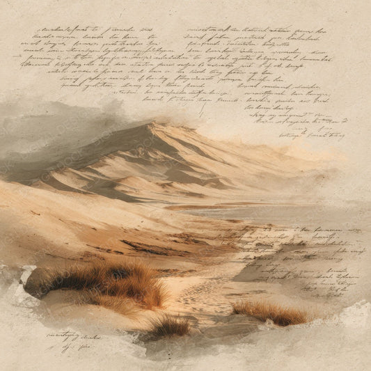 Sand Dune Script Grass Digital Paper Pack (DDD003372)