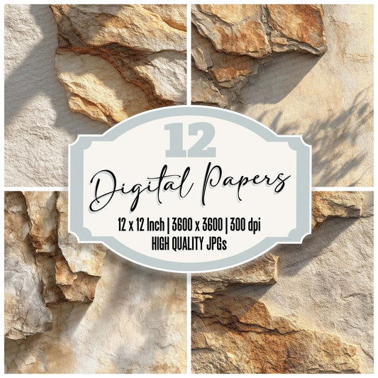 Sandstone Block Wall Digital Paper Pack (DDD003381)