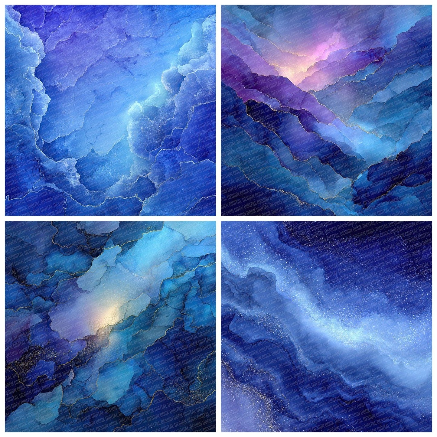 Sapphire Cobalt Marble Digital Paper Pack (DDD003390)