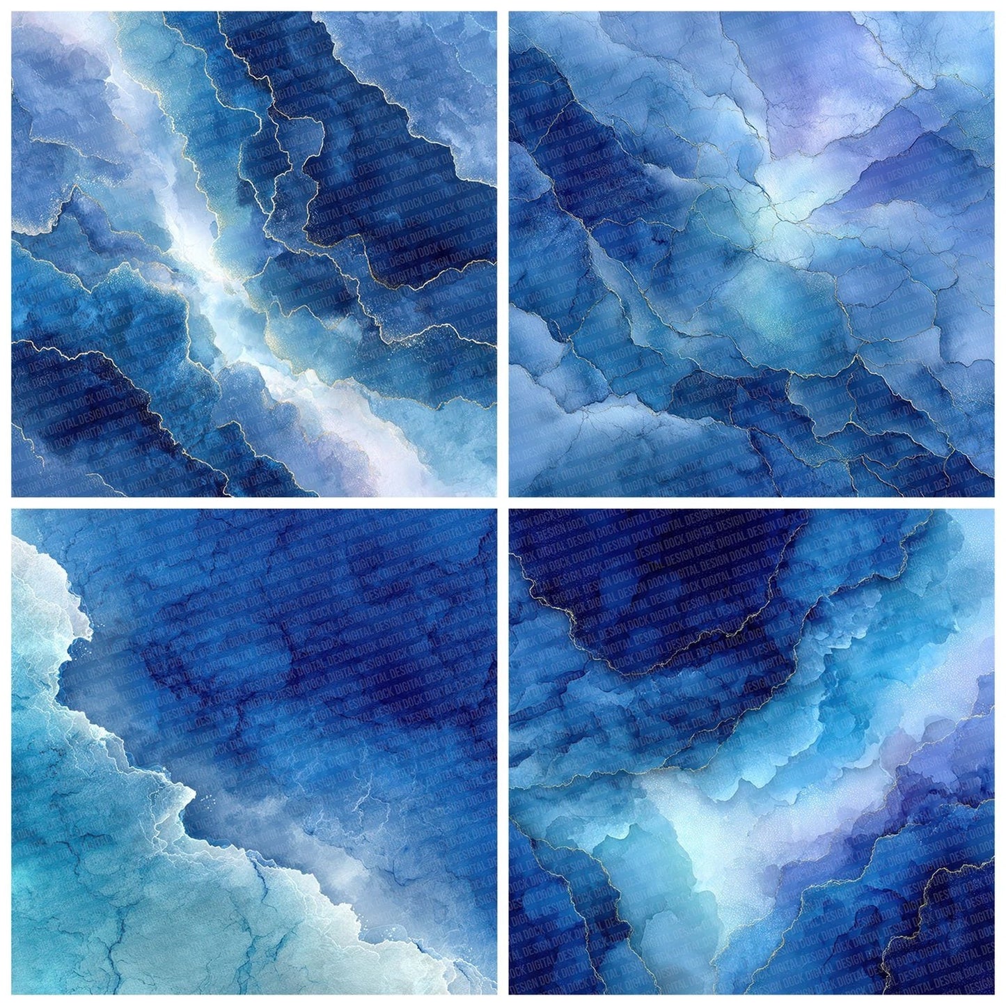Sapphire Cobalt Marble Digital Paper Pack (DDD003390)