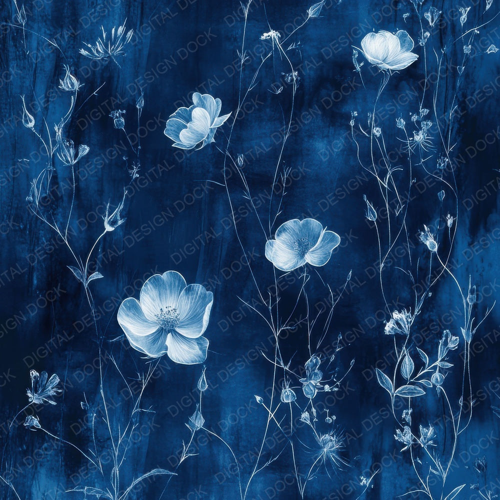 Sapphire Ghost Florals Digital Paper Pack (DDD003393)