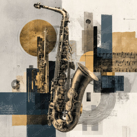 Saxophone Brass Moodboard Digital Paper Pack (DDD003401)