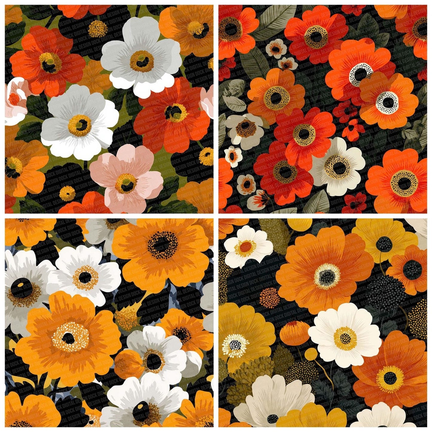 Scandinavian Floral Bold Digital Paper Pack (DDD003402)