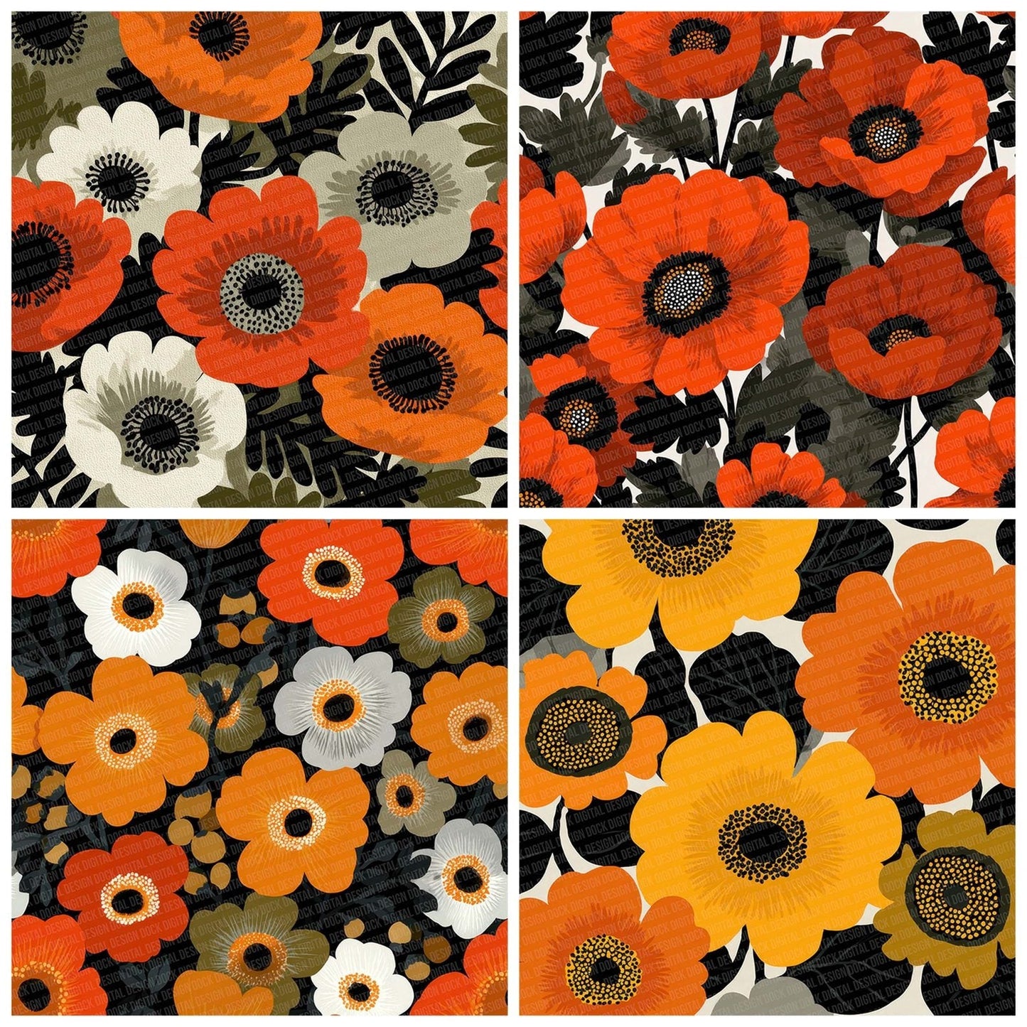 Scandinavian Floral Bold Digital Paper Pack (DDD003402)