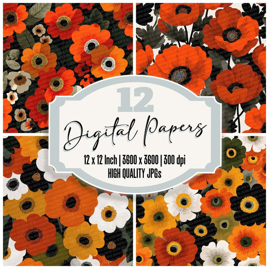 Scandinavian Floral Bold Digital Paper Pack (DDD003402)