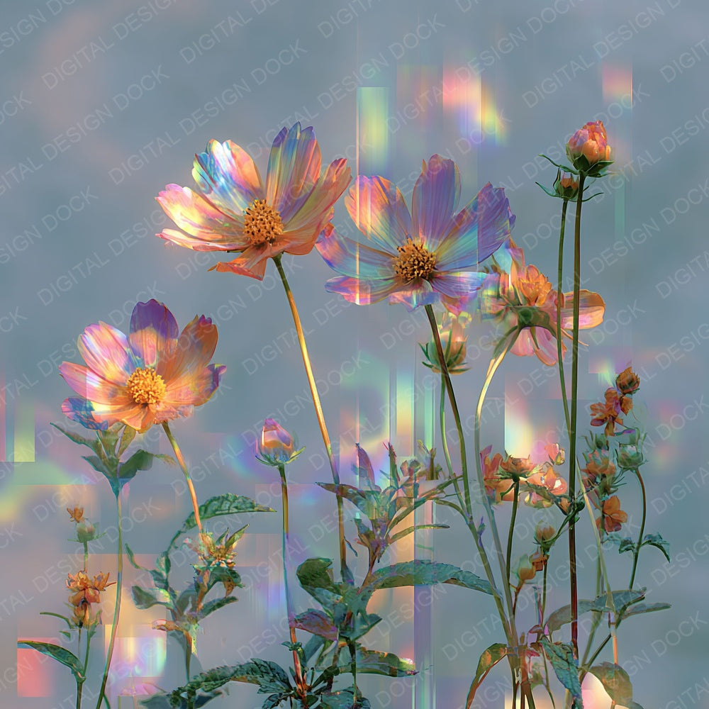 Scanline Wildflower Botanical Glitch Digital Paper Pack (DDD003403)