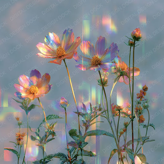 Scanline Wildflower Botanical Glitch Digital Paper Pack (DDD003403)