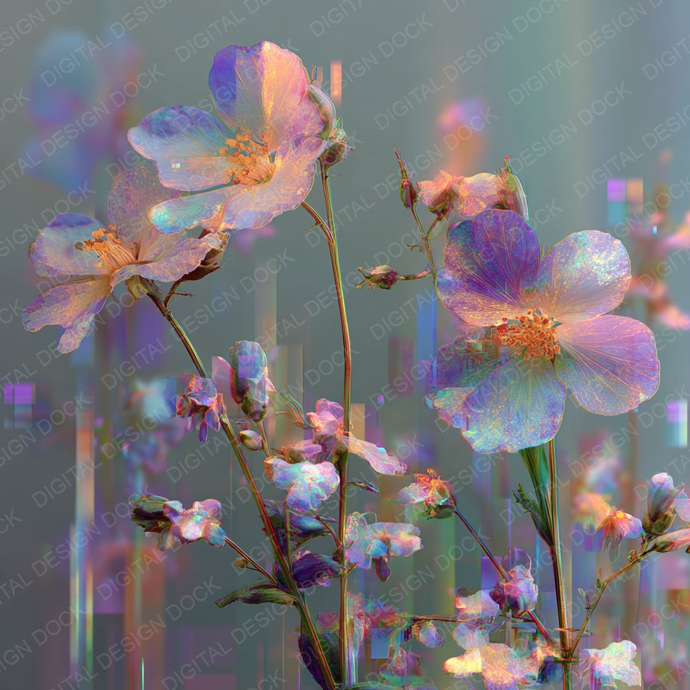 Scanline Wildflower Botanical Glitch Digital Paper Pack (DDD003403)