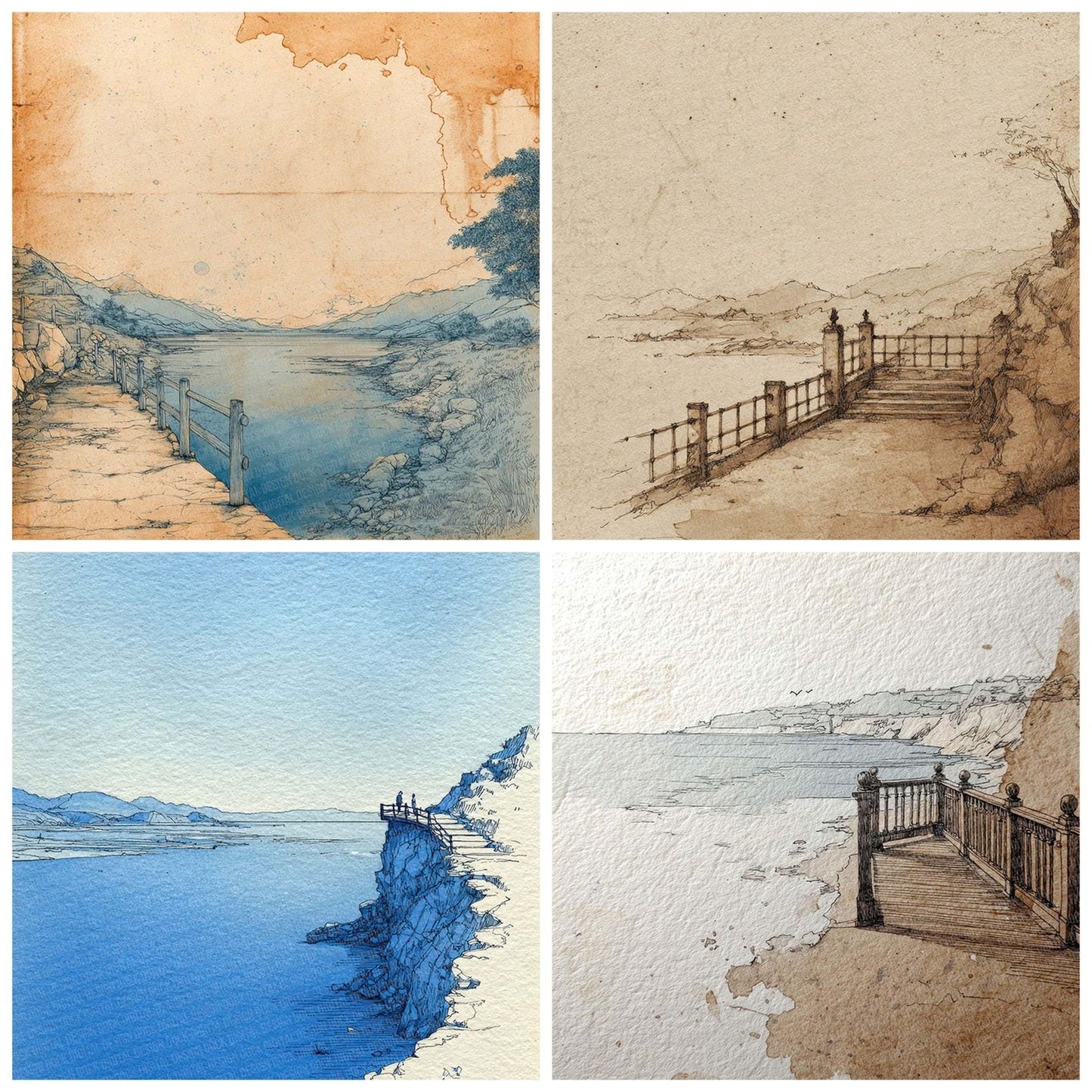 Scenic View Line Wash Digital Paper Pack (DDD003406)