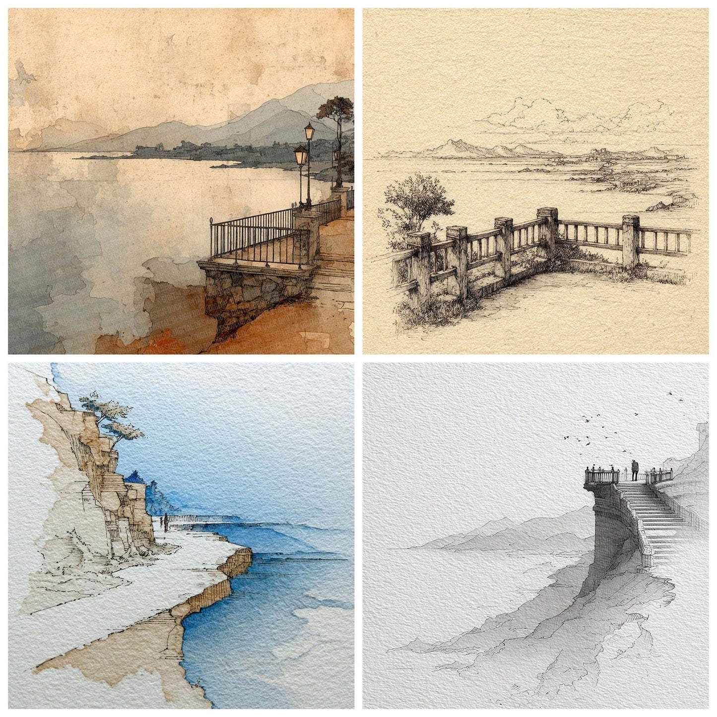 Scenic View Line Wash Digital Paper Pack (DDD003406)