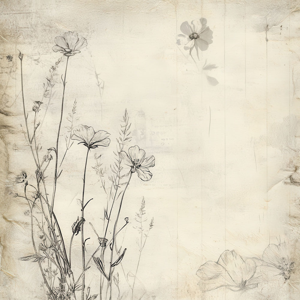 Scratched Ledger Florals Digital Paper Pack (DDD003417)