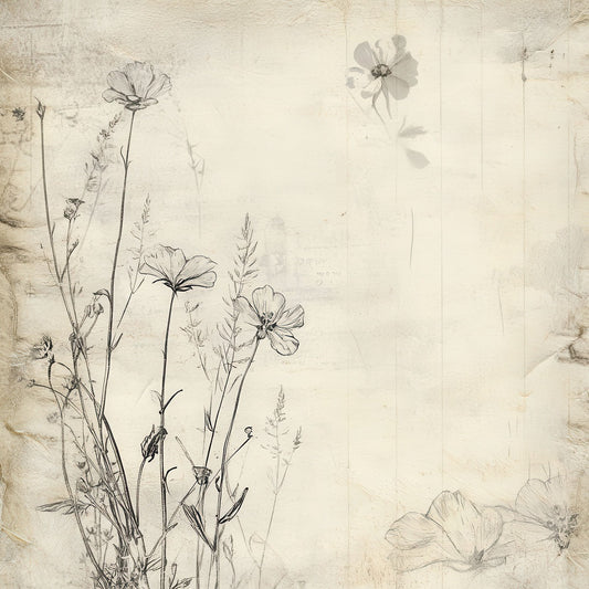 Scratched Ledger Florals Digital Paper Pack (DDD003417)