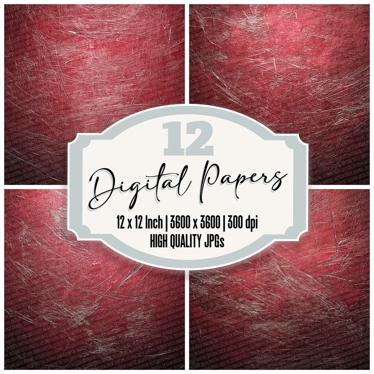 Scratched Red Metal Texture Digital Paper Pack (DDD003420)