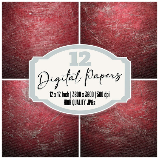 Scratched Red Metal Texture Digital Paper Pack (DDD003420)