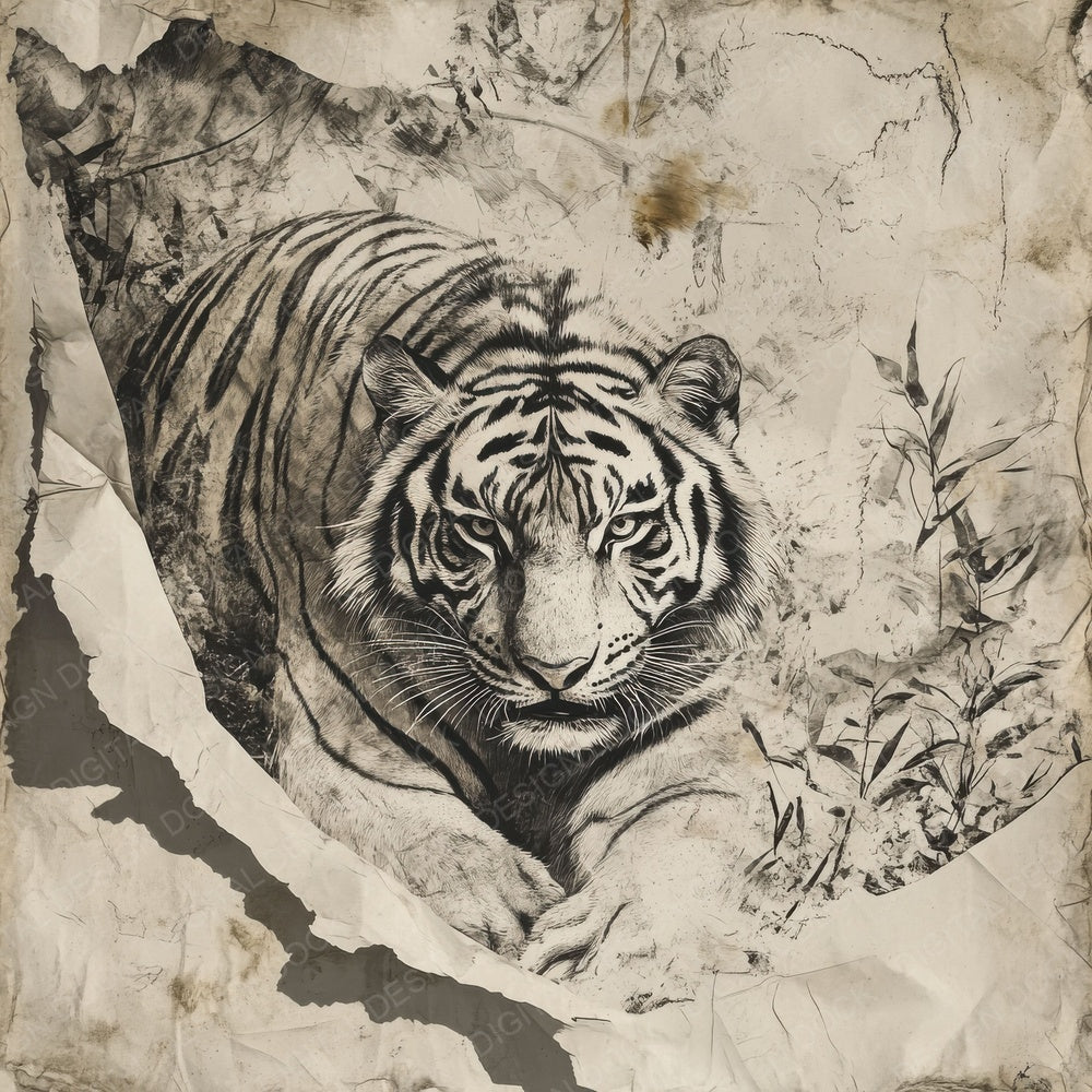 Scratched Tiger Ink Background Digital Paper Pack (DDD003421)