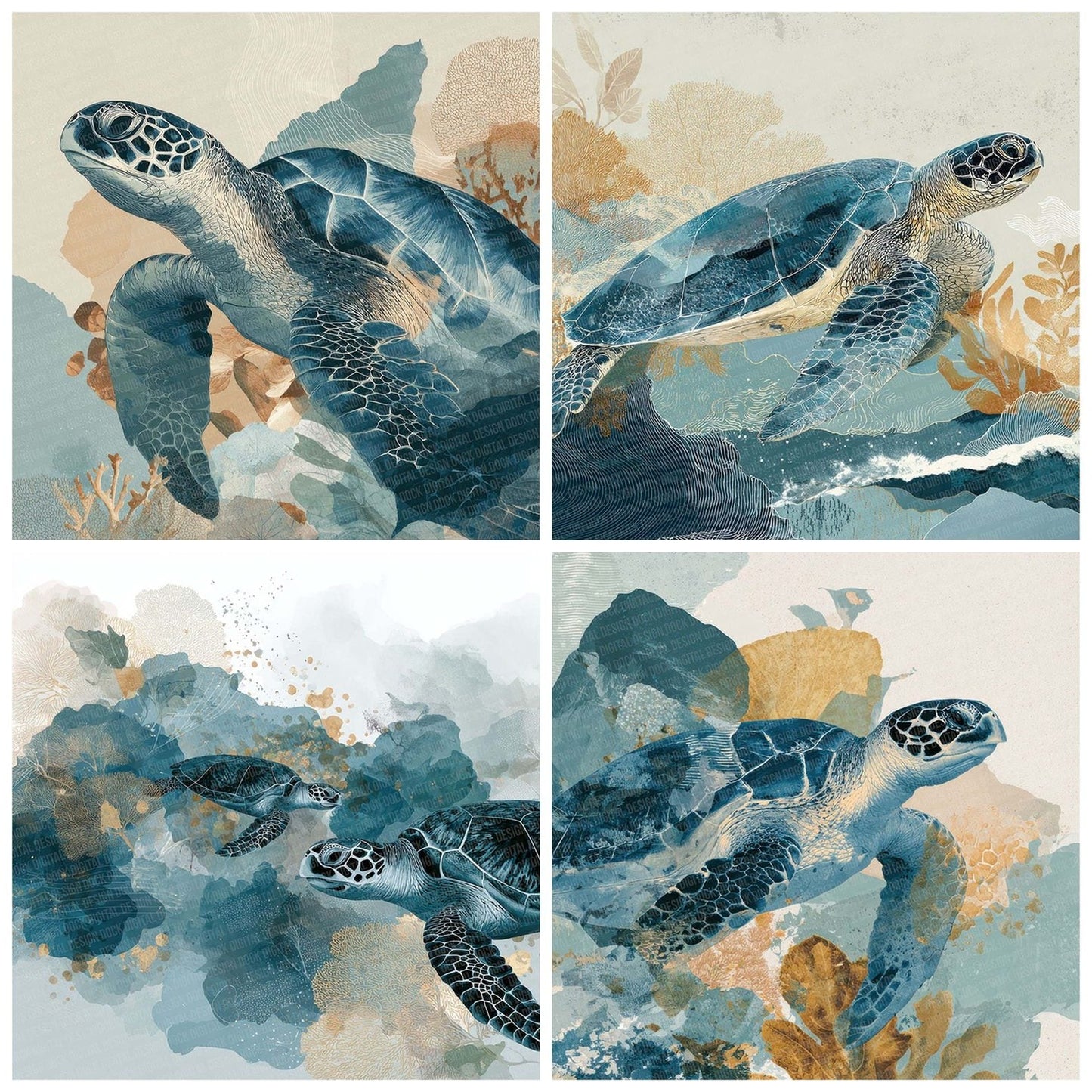 Sea Turtle Moodboard Digital Paper Pack (DDD003427)